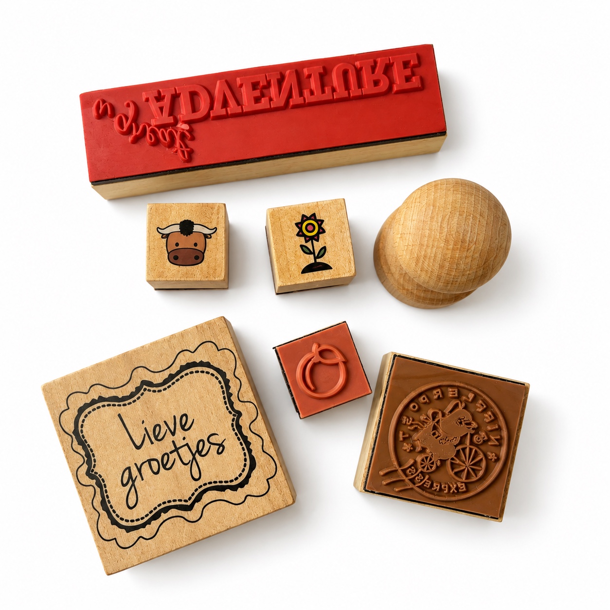 Assorted wooden stamps